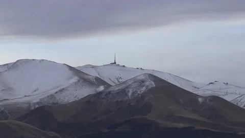 Timelapse of Clouds Flowing over the Iconic Palandoken Mountain in Erzurum Stock Footage 239906283
