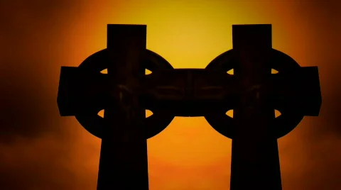 Timelapse clouds flowing past a cross in a cemetery Stock Footage 322393