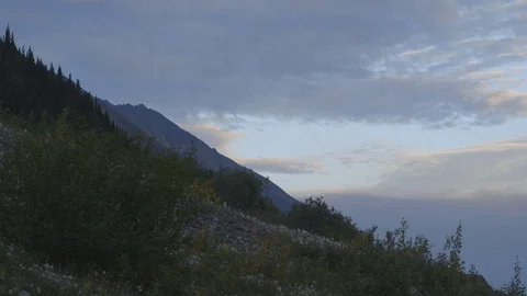 Timelapse Clouds Fly Over Wild Alaska Hillside Wrangell St. Elias Stock Footage 121540018