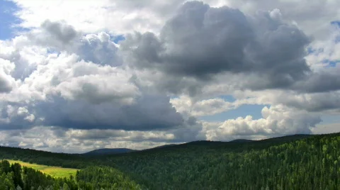 Timelapse clouds forest top view Stock Footage 502203