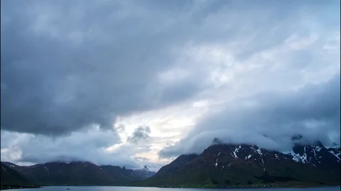 Timelapse of clouds in Lofoten, Norway Stock Footage 75009514