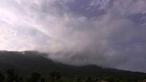 Timelapse - Clouds on a mountain of Aravali, Rajasthan, India Stock Footage 84044681