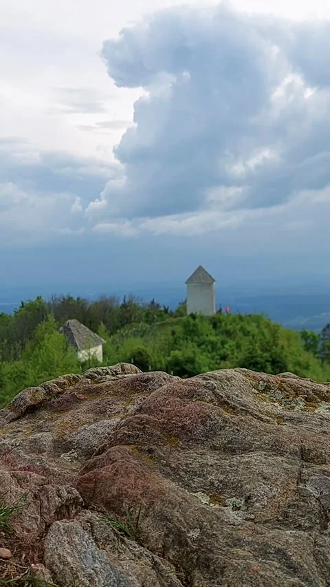 Timelapse clouds move across the sky in the mountains Stock Footage 241794394
