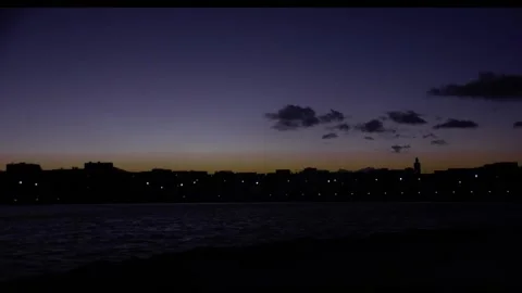 Timelapse of cloud's movement in sunset time beside sea Video stock 153078180