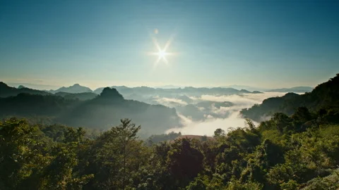 Timelapse of clouds moving above the greeen hills and mountains Stock Footage 261493288