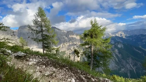 Timelapse of clouds moving above the mountains Stock Footage 196788981
