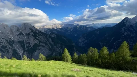 Timelapse of clouds moving above the mountains Stock Footage 196789086