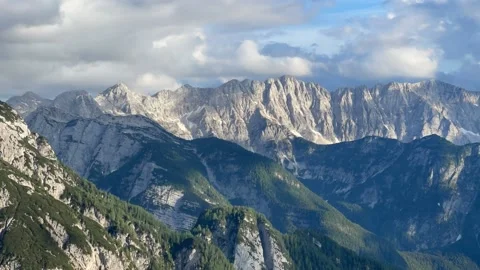 Timelapse of clouds moving above the mountains Stock Footage 196790389