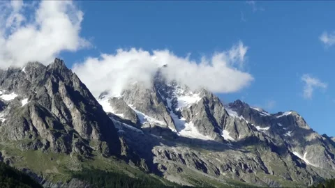 Timelapse clouds moving on alps Mont blanc massif Stock Footage 137394478