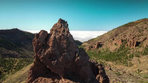 Timelapse of a clouds moving fast in the mountains volcano Teide on Tenerife Stock Footage 150907960