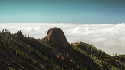 Timelapse of a clouds moving fast in the mountains volcano Teide on Tenerife Stock Footage 150908056