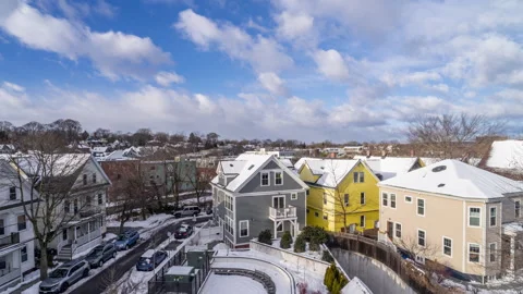 Timelapse of clouds moving on morning sky in a Porter Square Stock Footage 302210497