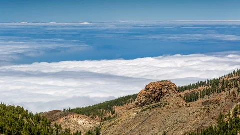 Timelapse of a clouds moving in the mountains volcano Teide on Tenerife, Canary Stock-Footage 97583821