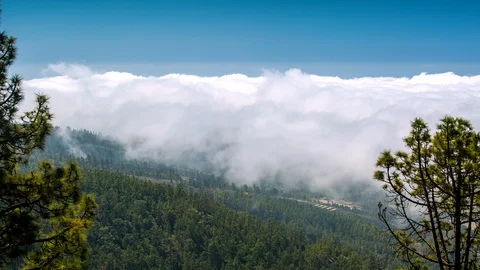 Timelapse of a clouds moving in the mountains volcano Teide on Tenerife, Canary Stock Footage 97606980