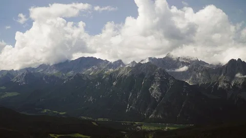 Timelapse with clouds moving over the austrian alps Stock Footage 87143253