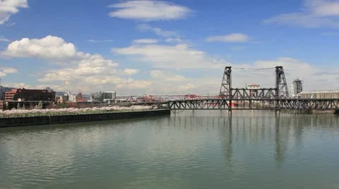 Timelapse of Clouds Moving over Bridges in Portland Oregon Stock Footage 22253956