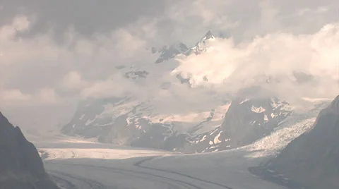Timelapse of clouds moving over Concordia Place, Aletsch Glacier, Switzerland. Stock Footage 32077795