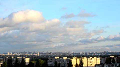 Timelapse. Clouds moving over Kiev with Vyshgorod in foreground Video stock 49937360