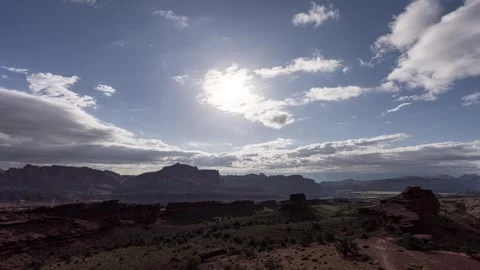 Timelapse of clouds moving over the mountains of capitol reef, usa in 4k Stock Footage 338097396