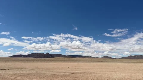 Timelapse of clouds moving over savannah with desert horses, Namibia Stock Footage 334940561
