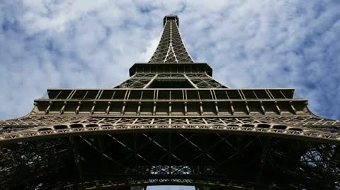Timelapse of clouds moving past the Eifel Tower in Paris, France Stock Footage 11629111