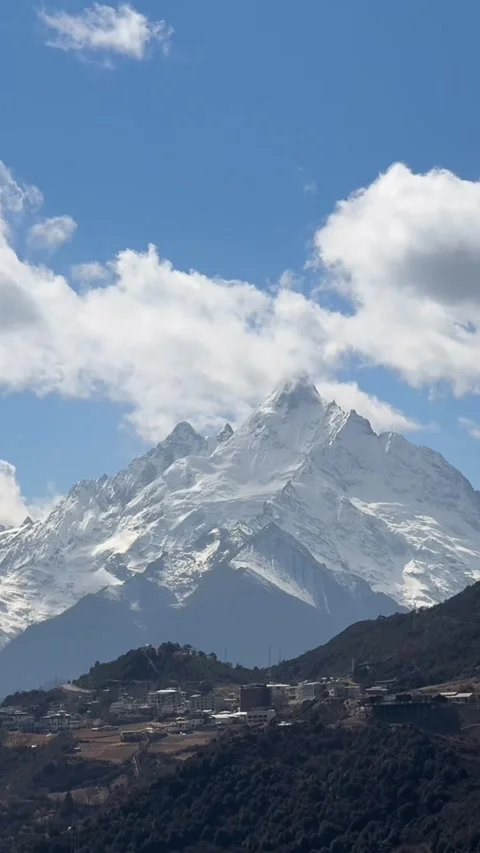Timelapse of Clouds Moving Rapidly over Meili Snow Mountain Peak Stock Footage 330245048
