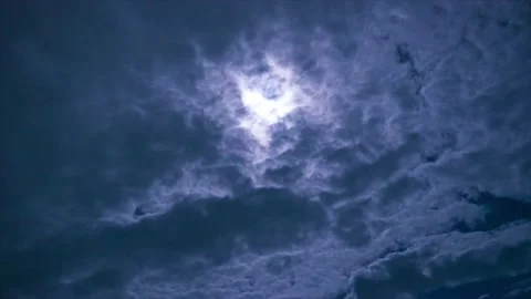 Timelapse of clouds moving in their light to hide the moon at night Stock Footage 201747660