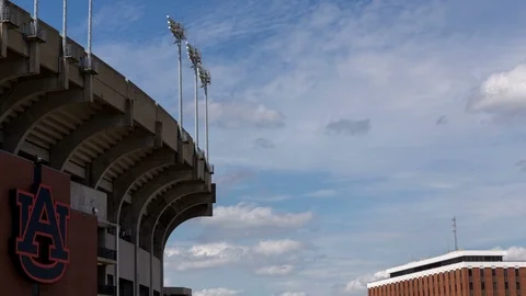 Timelapse of Clouds next to Jordan Hare Stadium Video stock 86335173