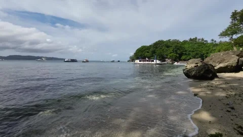 Timelapse Clouds Over Boracay Beach Philippines With Traditional Boats On Stock Footage 333670478