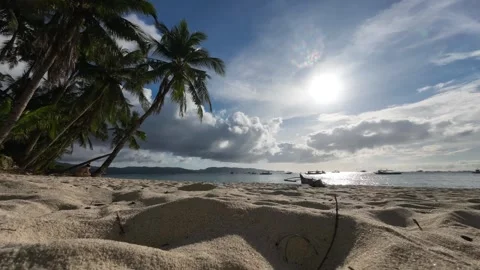 Timelapse Clouds Over Boracay Beach Philippines With People Walking Along Stock Footage 333672098