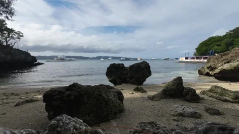 Timelapse Clouds Over Boracay Beach Philippines With Traditional Boats On Stock Footage 333672960