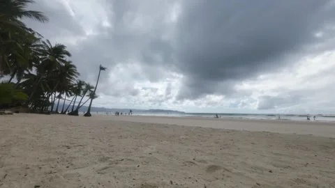 Timelapse Clouds Over Boracay Beach Philippines With People Walking Along Stock Footage 333672985