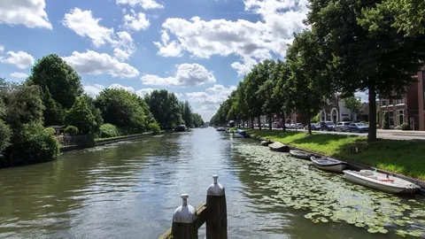 Timelapse of clouds over the canal in Utrecht, the Netherlands 動画素材 70817449