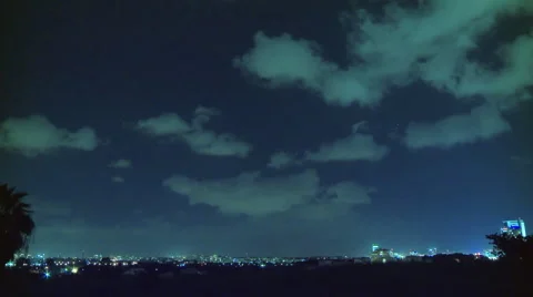 Timelapse of clouds over city in the night Video stock 2923144