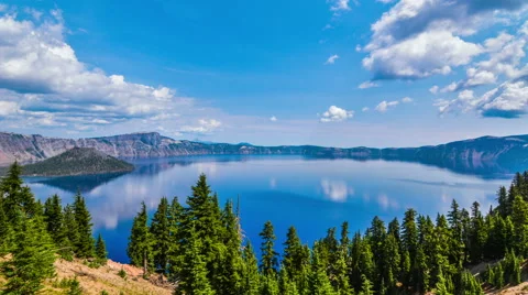 Timelapse, clouds over crater lake Stock Footage 53232217