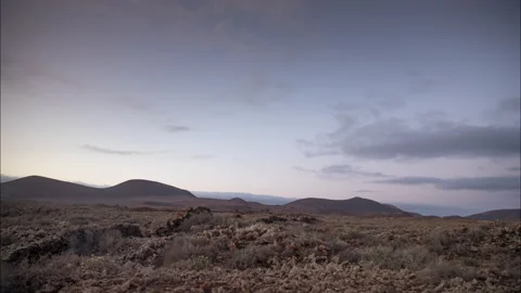 Timelapse of clouds over desert Timanfaya National Park. Stock Footage 150053098