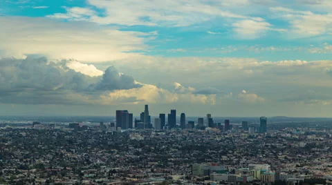 Timelapse of clouds over Downtown Los Angeles Stock Footage 58026573