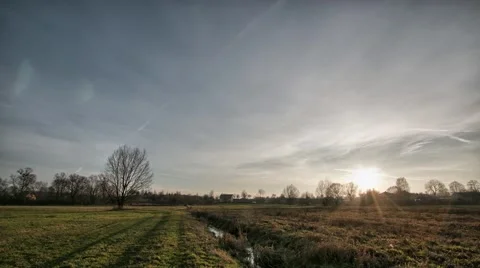 Timelapse clouds over the field. FULL HD, autumn landscape footage. Stock-Footage 58484116