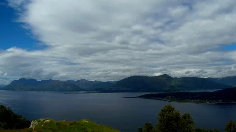 Timelapse clouds over lake Stock Footage