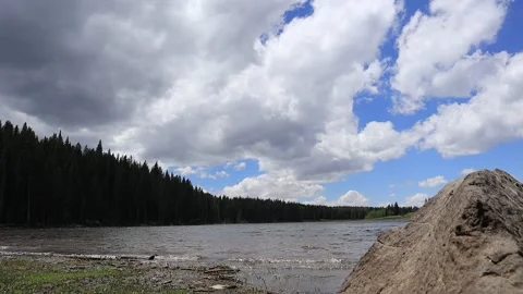 Timelapse Clouds Over Lake Stock Footage