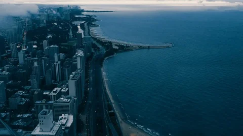 Timelapse of Clouds Over Lake Michigan and Lake Shore Drive in Chicago, HD Stock Footage 96468908