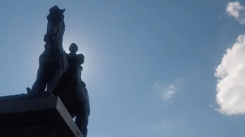 TIMELAPSE: Clouds over Monument to George Meade in Fairmount Park, Philadelphia Stock Footage 98560238
