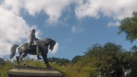 TIMELAPSE: Clouds over Monument to George Meade in Fairmount Park, Philadelphia Stock Footage 98561317