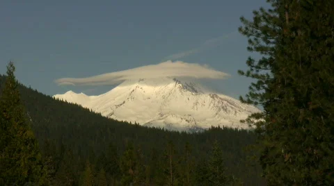 Timelapse of clouds over Mount Shasta Stock Footage 305766