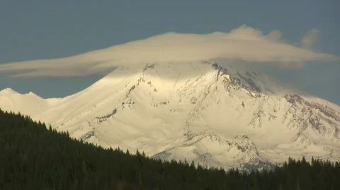 Timelapse of clouds over Mount Shasta Closeup Stock Footage