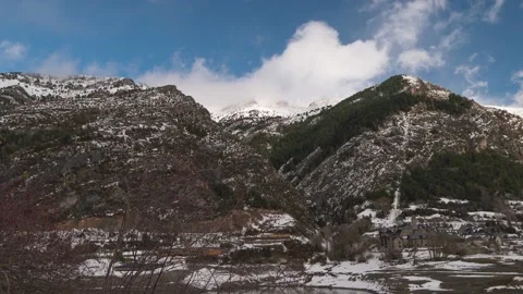 Timelapse of clouds over a mountain peak at the Pyrenees (Spain) Stock Footage 169758886