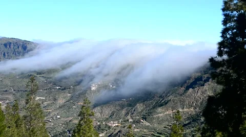 Timelapse of clouds over the mountains, Natural Park Roque Nublo, Gran Canaria Stock Footage 49319172
