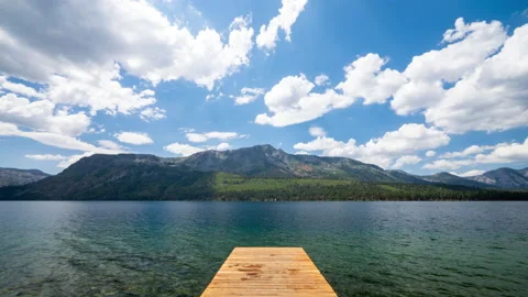 Timelapse of clouds over Mt Tallac from Pier in Fallen Leaf Lake Stock Footage 203063282