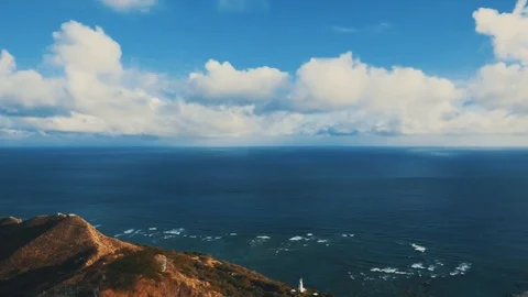 Timelapse of Clouds  Over Pacific Ocean and Lighthouse in Honolulu Hawaii, HD Stock Footage 96468853