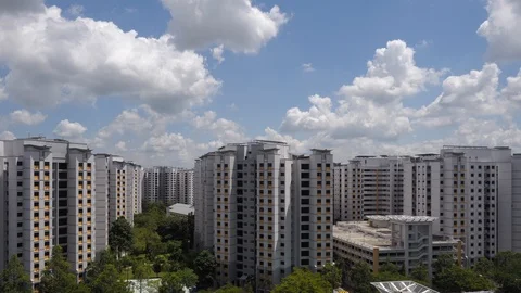 Timelapse clouds over public housing in Singapore Stock Footage 108608285